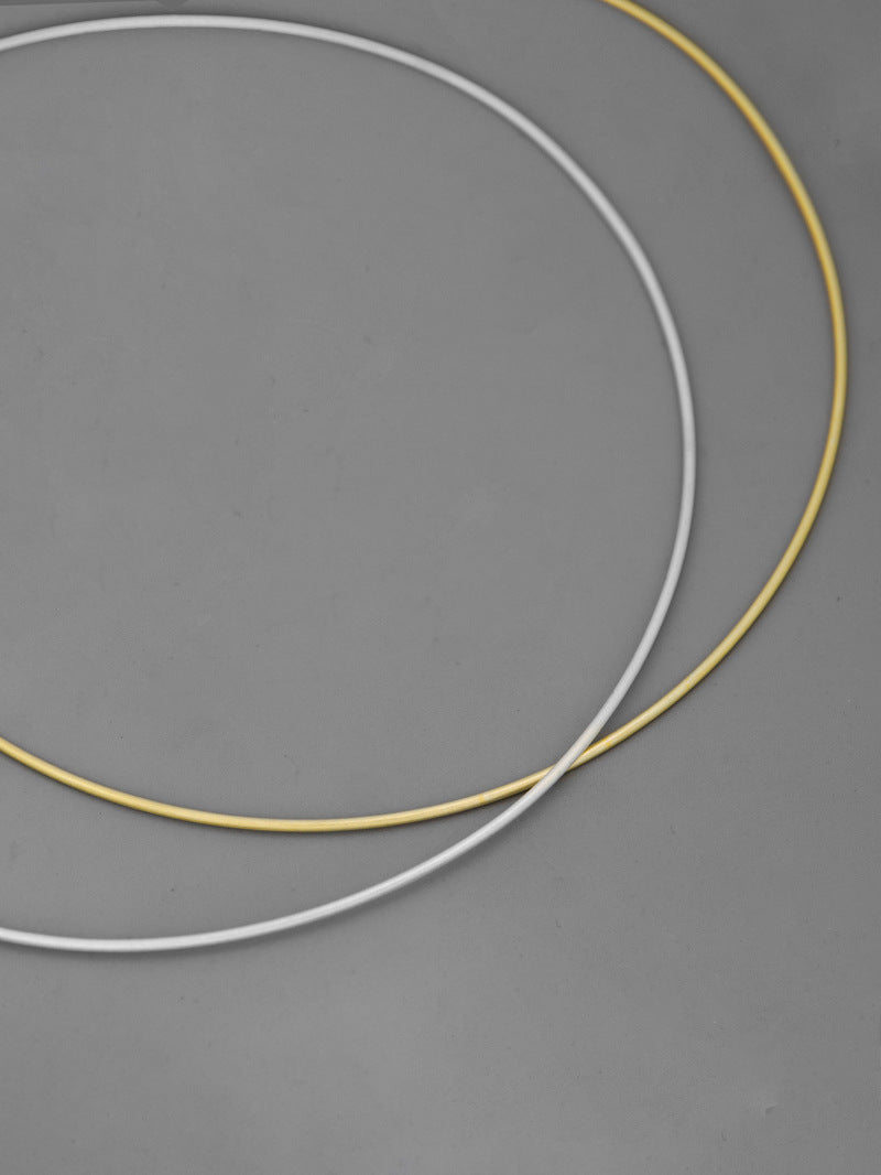 Round Choker Nekclace-Sterling Silver Choker Chain-Circle Collar-15 inches Chain-Gift for her