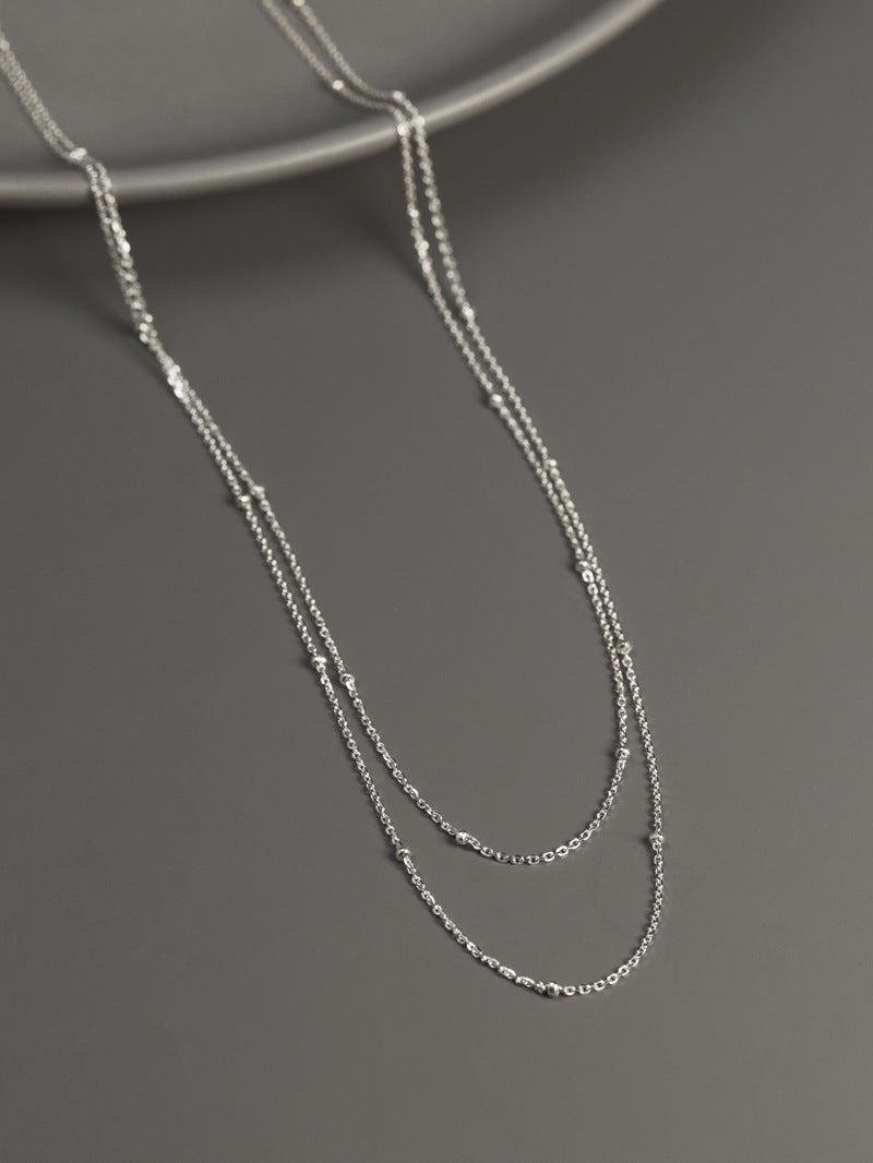 Dew Drop Layering Necklace-Sterling Silver Beaded Satellite Chain-Minimalist Choker-Bridesmaid gifts-Gift for women