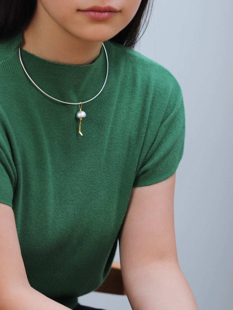 Wind Chime Necklace Charm-Sterling Silver Japan Style Wind Bell Pendant-Gold Drop-Blessing Jewelry-Gift for her