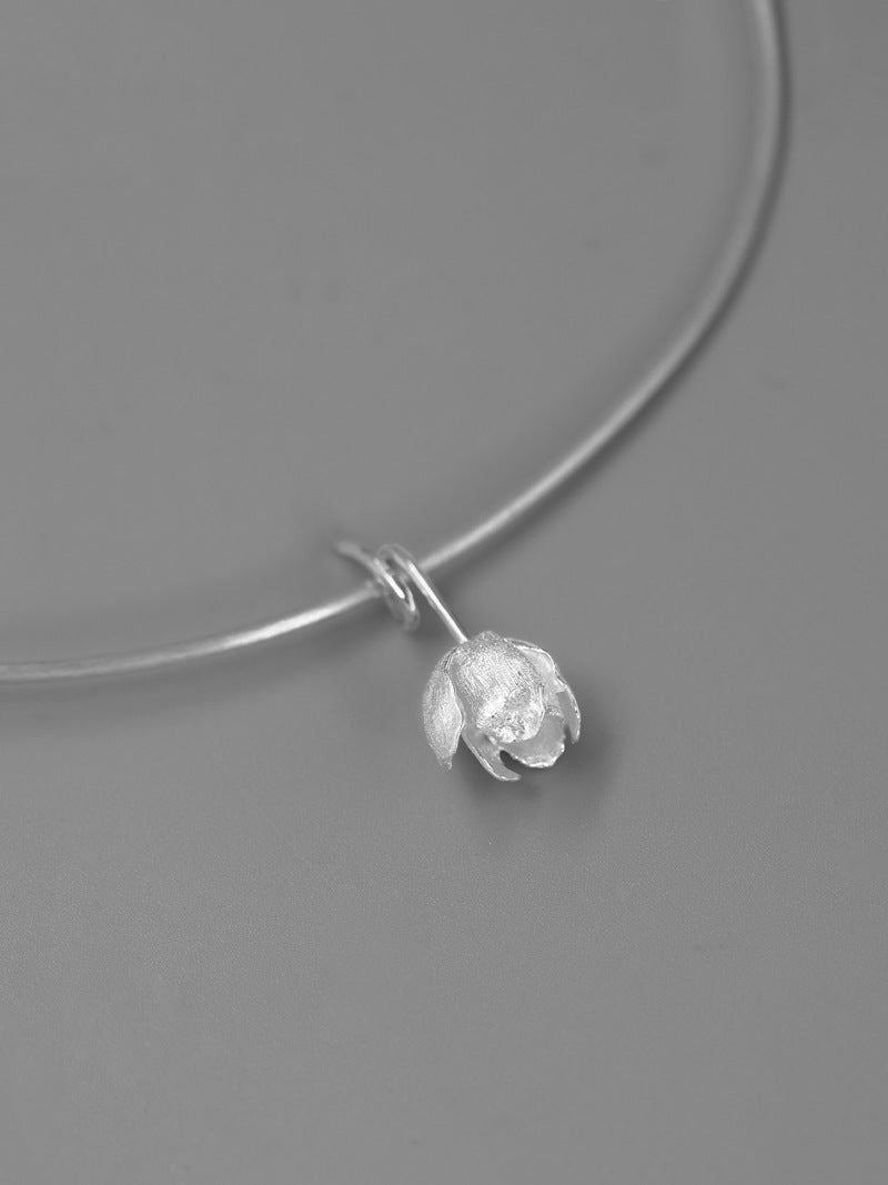 Tulip Flower Pendant-Sterling Silver Tulip Blossom Necklacee Pendant-Floral Silver Jewelry-Gift for her