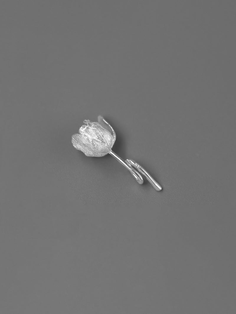 Tulip Flower Pendant-Sterling Silver Tulip Blossom Necklacee Pendant-Floral Silver Jewelry-Gift for her