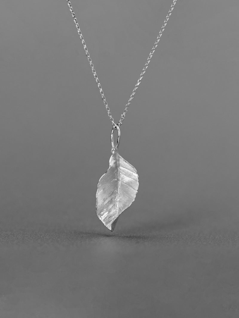 Autumn Leaves Charm Pendant-Sterling Silver Fall Leaves Pendant-Matt Silver-Harvest Thanksgiving Jewelry-Gift for woman