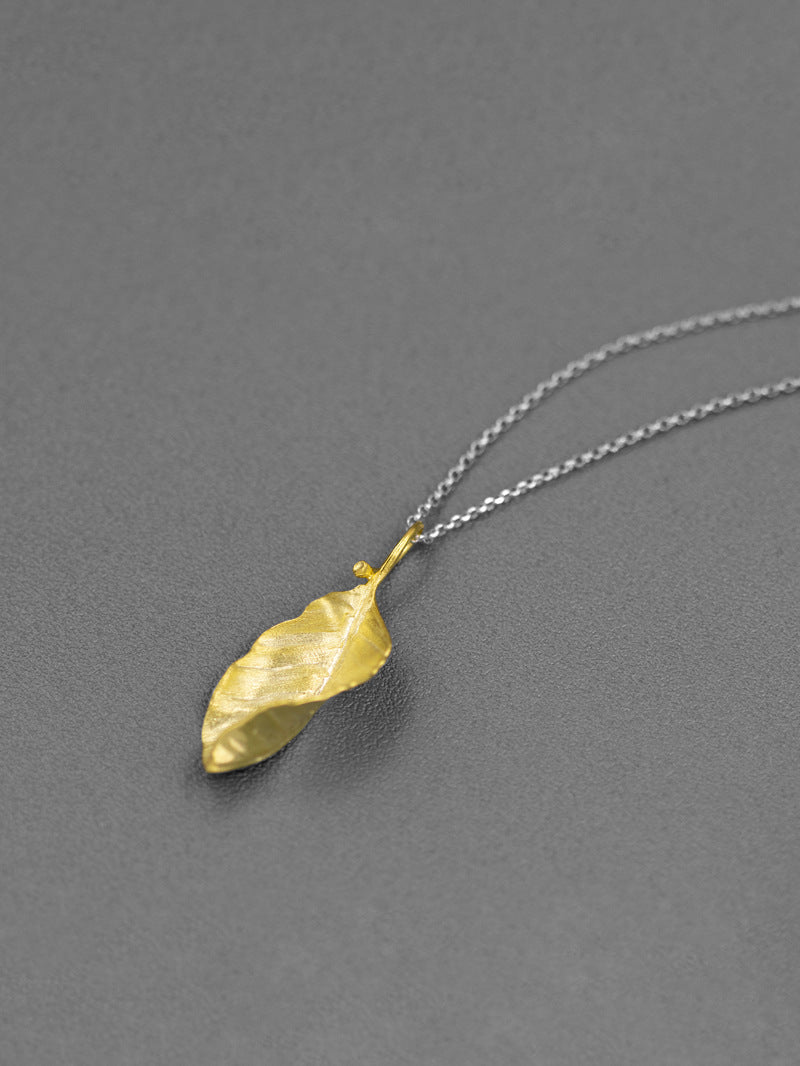 Autumn Leaves Charm Pendant-Sterling Silver Fall Leaves Pendant-Matt Silver-Harvest Thanksgiving Jewelry-Gift for woman