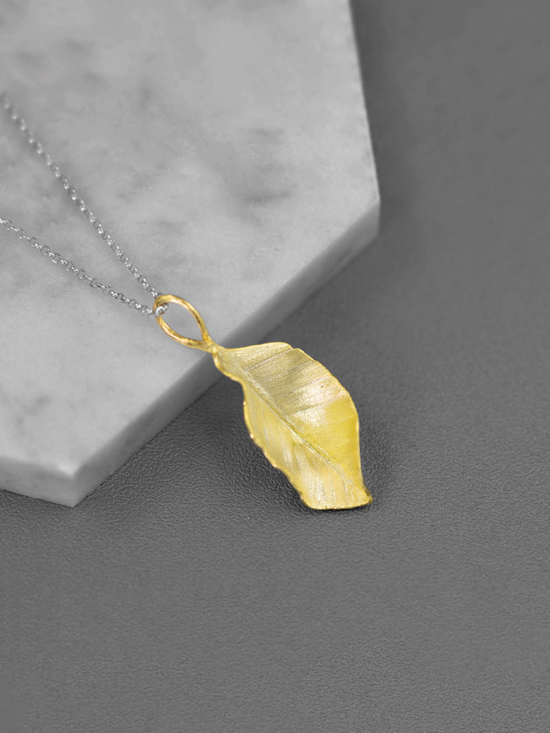 Autumn Leaves Charm Pendant-Sterling Silver Fall Leaves Pendant-Matt Silver-Harvest Thanksgiving Jewelry-Gift for woman