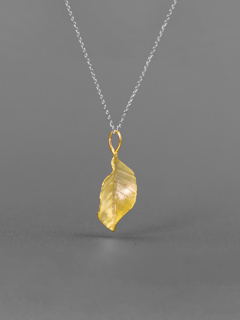 Autumn Leaves Charm Pendant-Sterling Silver Fall Leaves Pendant-Matt Silver-Harvest Thanksgiving Jewelry-Gift for woman