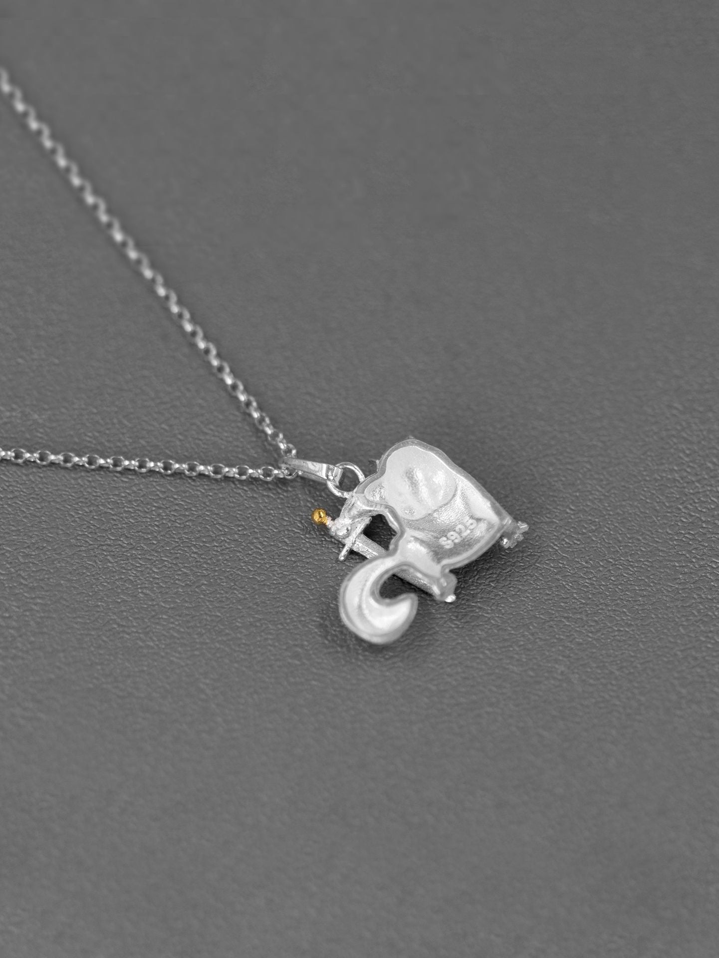 Cute Squirrel Charm Necklace-Sterling Silver Squirrel Hold Sword Pendant-Gold Sword-Cartoon Animal Jewelry-Gift for her