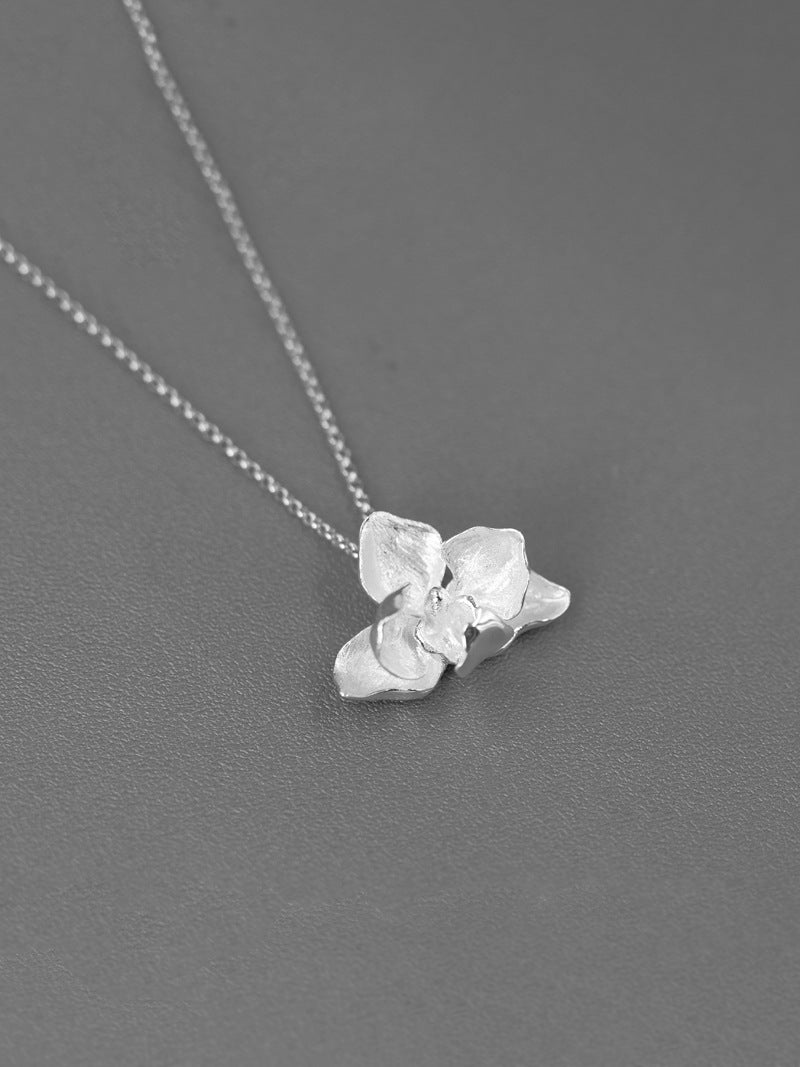 Orchid Flower Necklace Charm-Sterling Silver Orchid Flower Pendant-Phalaenopsis Orchid-Dainty Flower Jewelry-Gift for her