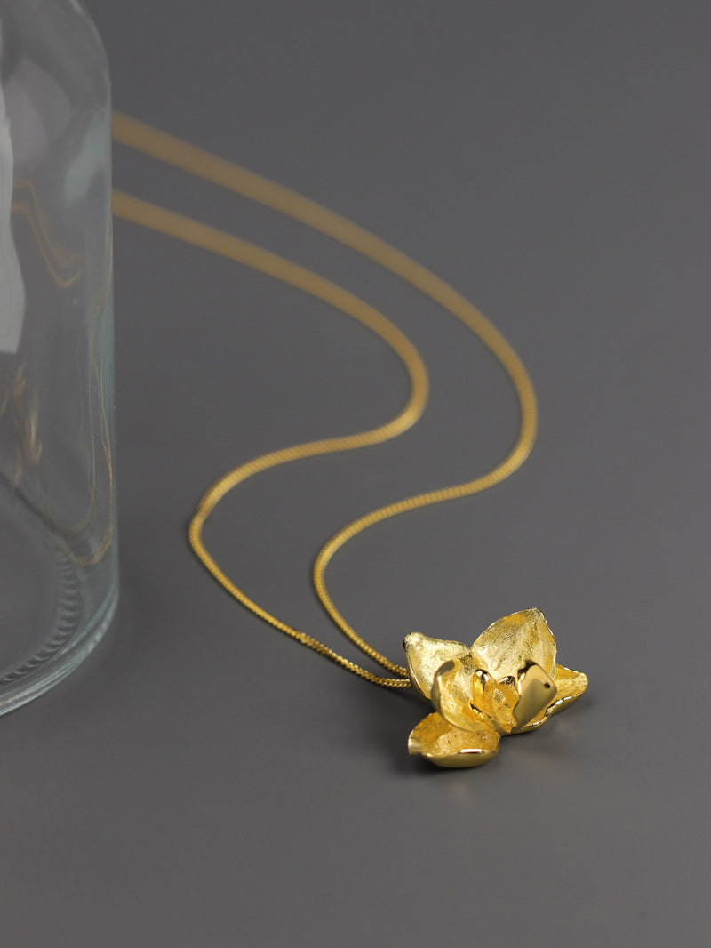 Orchid Flower Necklace Charm-Sterling Silver Orchid Flower Pendant-Phalaenopsis Orchid-Dainty Flower Jewelry-Gift for her