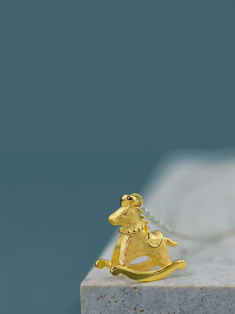 Rocking Horse Pendant-Sterling Silver Rocking Horse Charm Pendant-Dainty Charm-Lovely Silver Jewelry-Gift for her