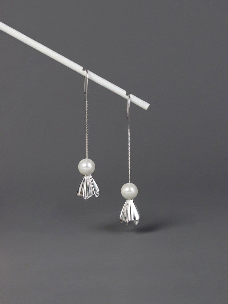 Sunny Doll Charm Earrings-Sterling Silver Lucky Doll Dangle Earrings-Asian Style-Doll Lover Jewelry-Gift for woman