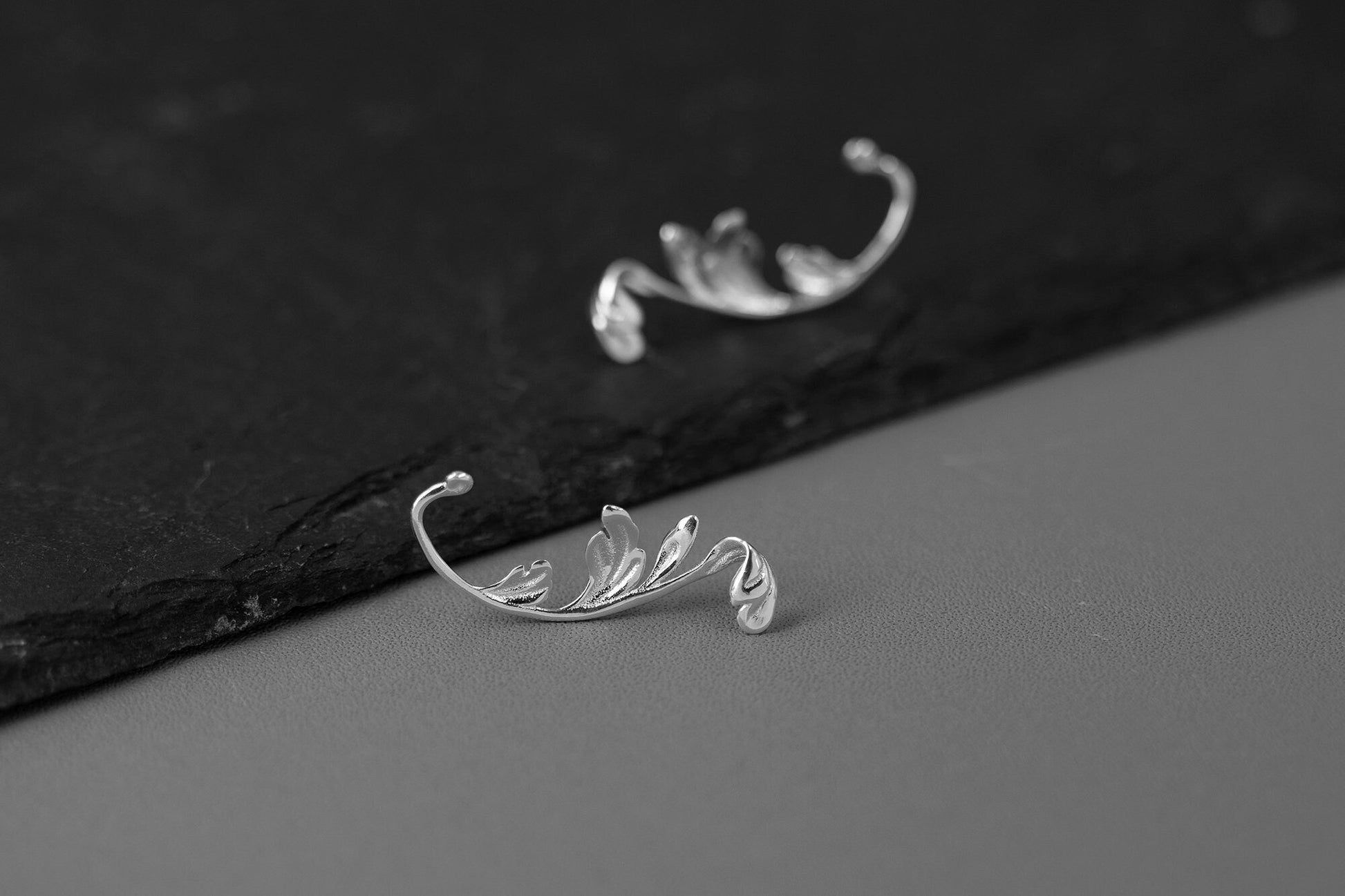 Acanthus Leaf Earring-Sterling Silver Leaf Stud Earring-Antique Leaf-Dainty Leaf Jewelry-Gift for Women cindysilverstudio