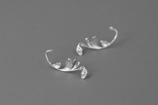 Acanthus Leaf Earring-Sterling Silver Leaf Stud Earring-Antique Leaf-Dainty Leaf Jewelry-Gift for Women cindysilverstudio