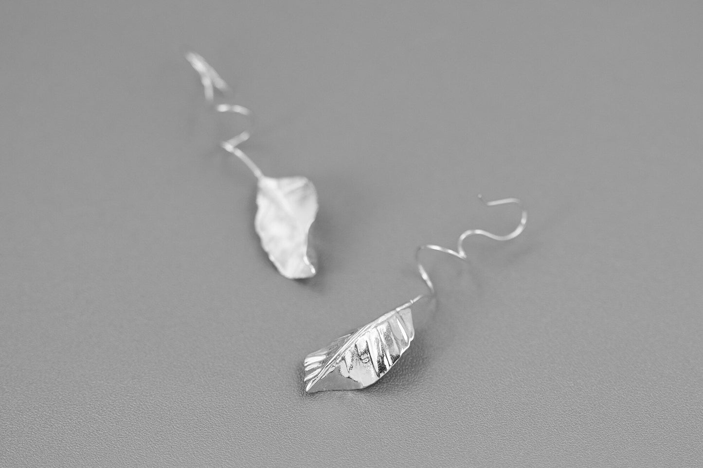 Autumn Leaves Charm Earrings-Sterling Silver Fall Leaves Dangle Earrings-Matt Silver-Harvest Thanksgiving Jewelry-Gift for woman cindysilverstudio