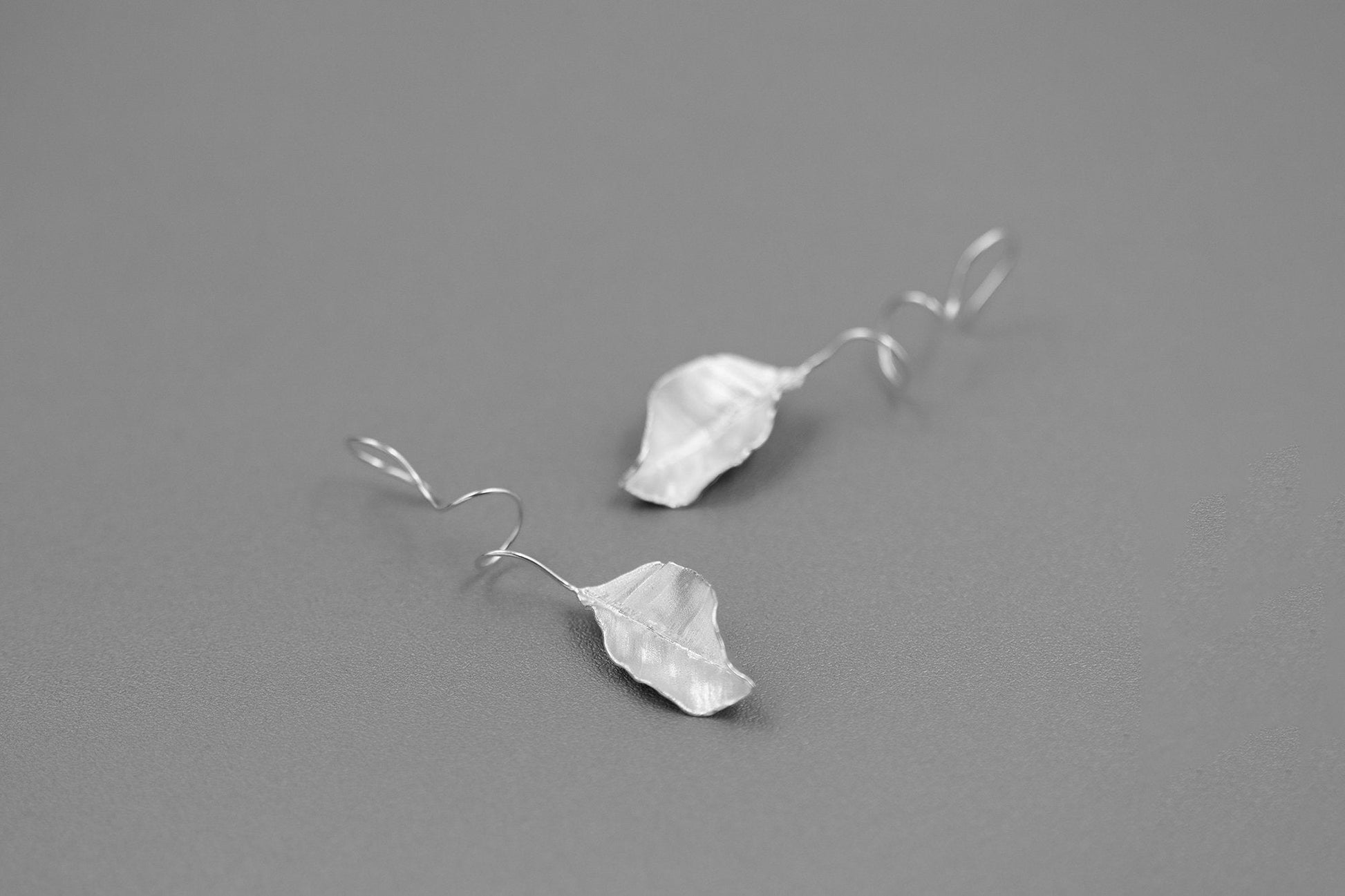 Autumn Leaves Charm Earrings-Sterling Silver Fall Leaves Dangle Earrings-Matt Silver-Harvest Thanksgiving Jewelry-Gift for woman cindysilverstudio