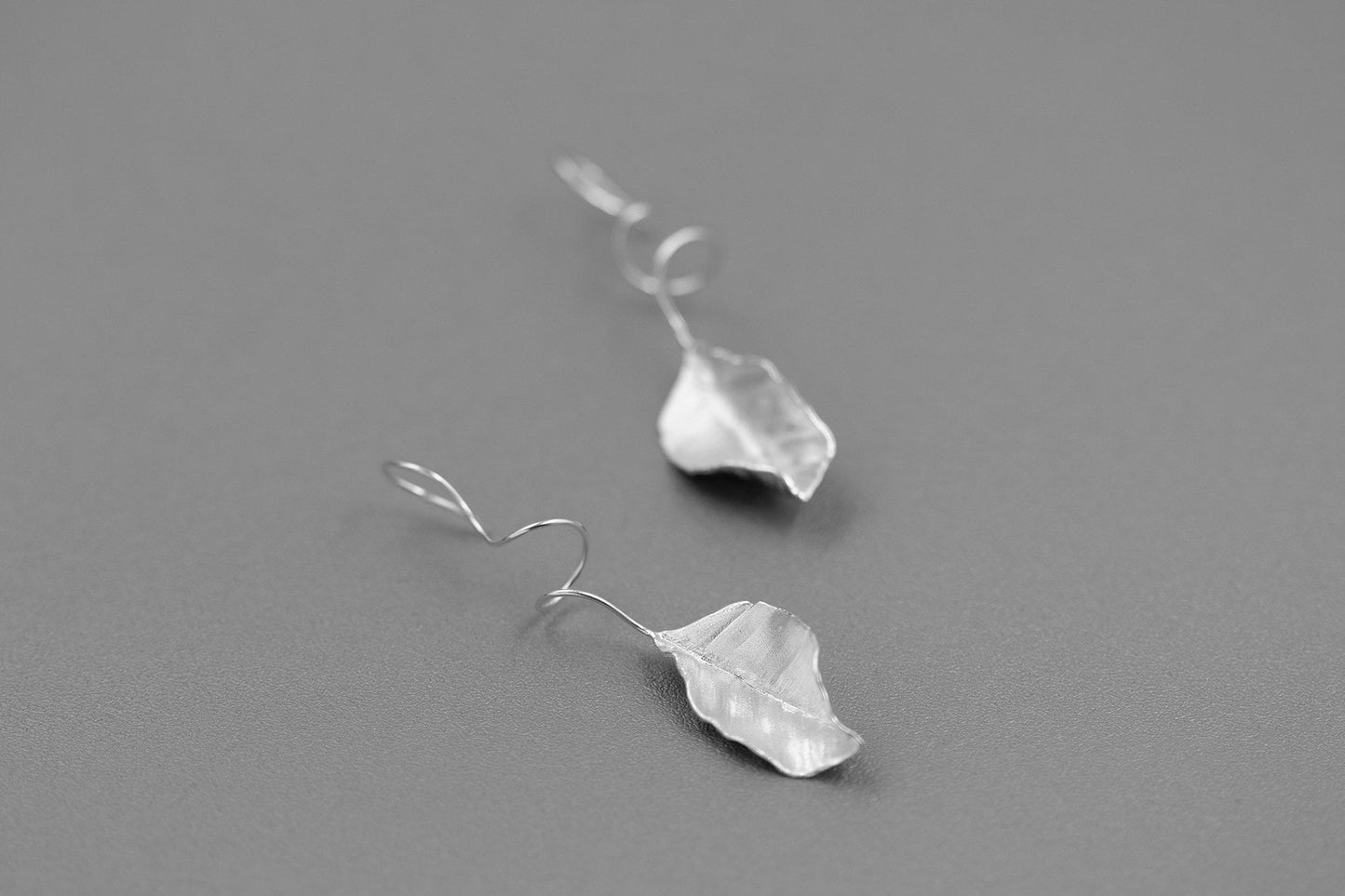 Autumn Leaves Charm Earrings-Sterling Silver Fall Leaves Dangle Earrings-Matt Silver-Harvest Thanksgiving Jewelry-Gift for woman cindysilverstudio