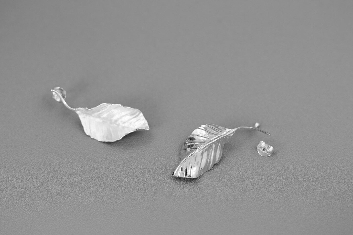 Autumn Leaves Charm Earrings-Sterling Silver Fall Leaves Stud Earring-Matt Silver-Harvest Thanksgiving Jewelry-Gift for woman cindysilverstudio