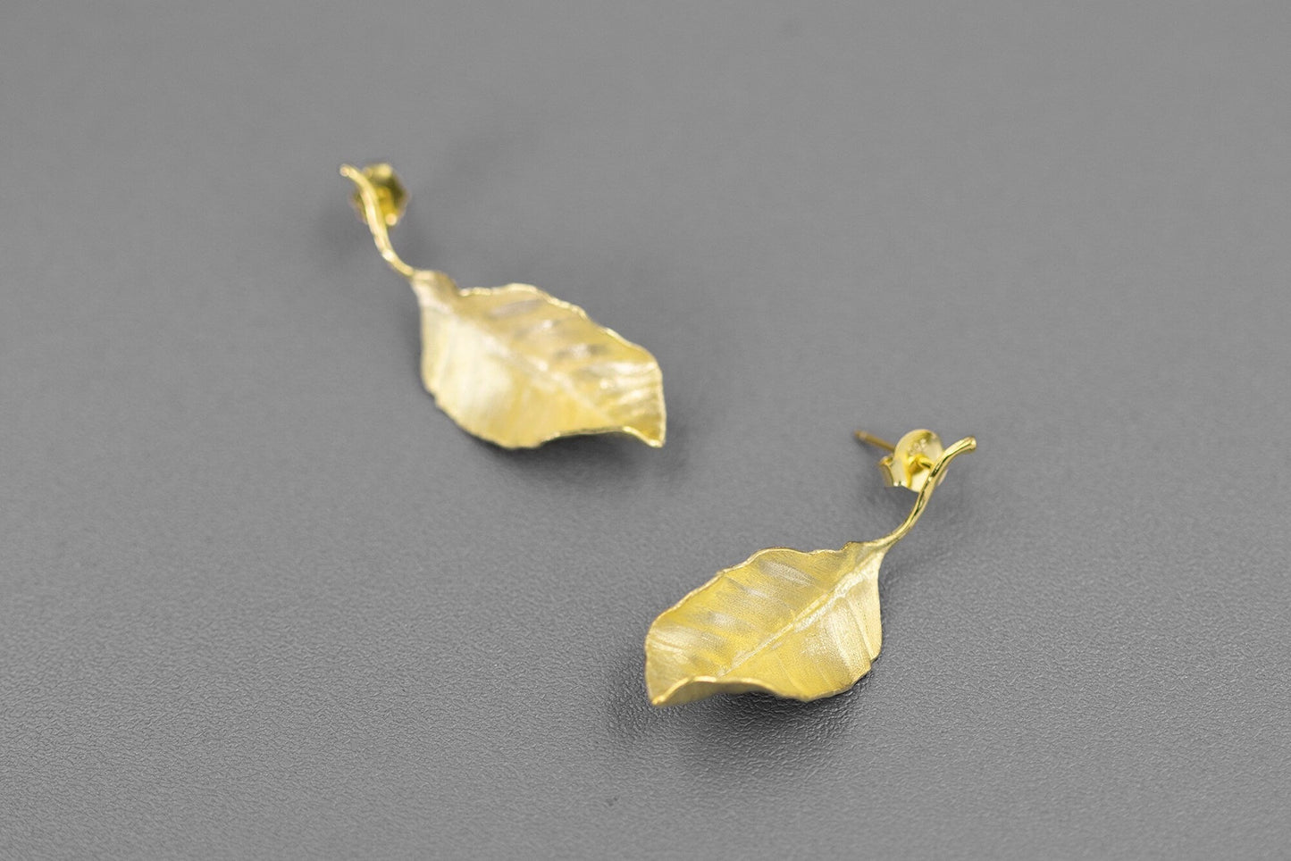 Autumn Leaves Charm Earrings-Sterling Silver Fall Leaves Stud Earring-Matt Silver-Harvest Thanksgiving Jewelry-Gift for woman cindysilverstudio