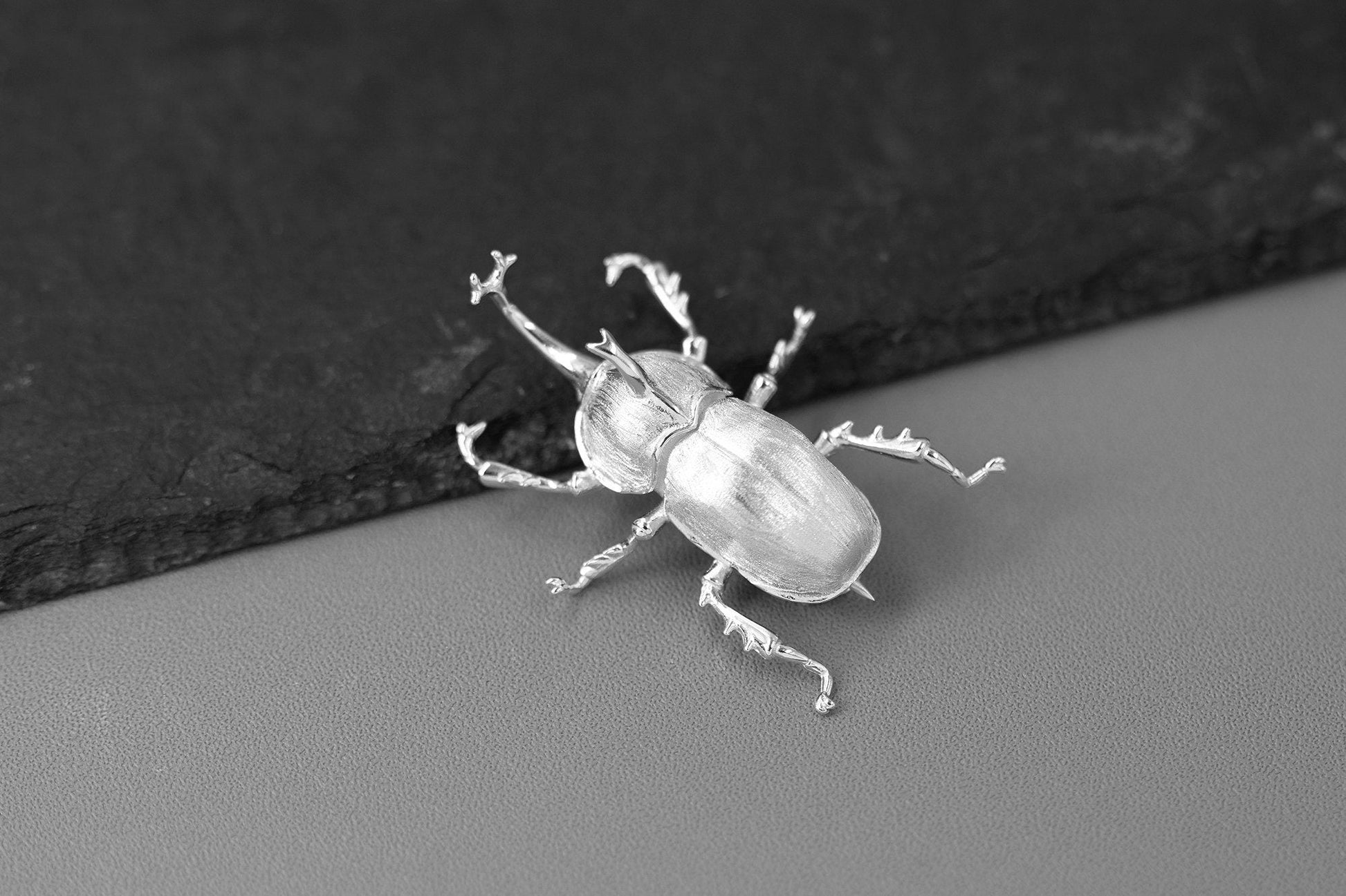 Beetle Bug Brooch-Sterling Silver Elephant Beetle Brooch-Scarab Beetle-Dainty Insect Jewelry-Gift for Unisex cindysilverstudio