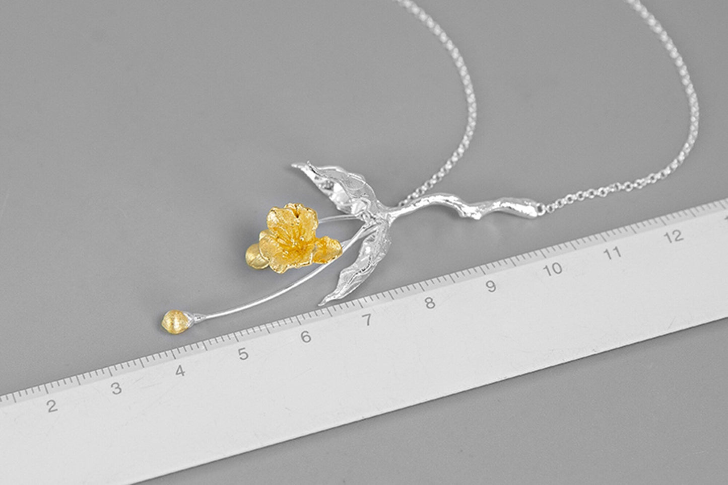 Begonia Flower Necklace-Sterling Silver Blossom Flower Pendant Necklace-Gold Flower-Floral Jewelry-Bridesmaid gifts-Gift for women cindysilverstudio