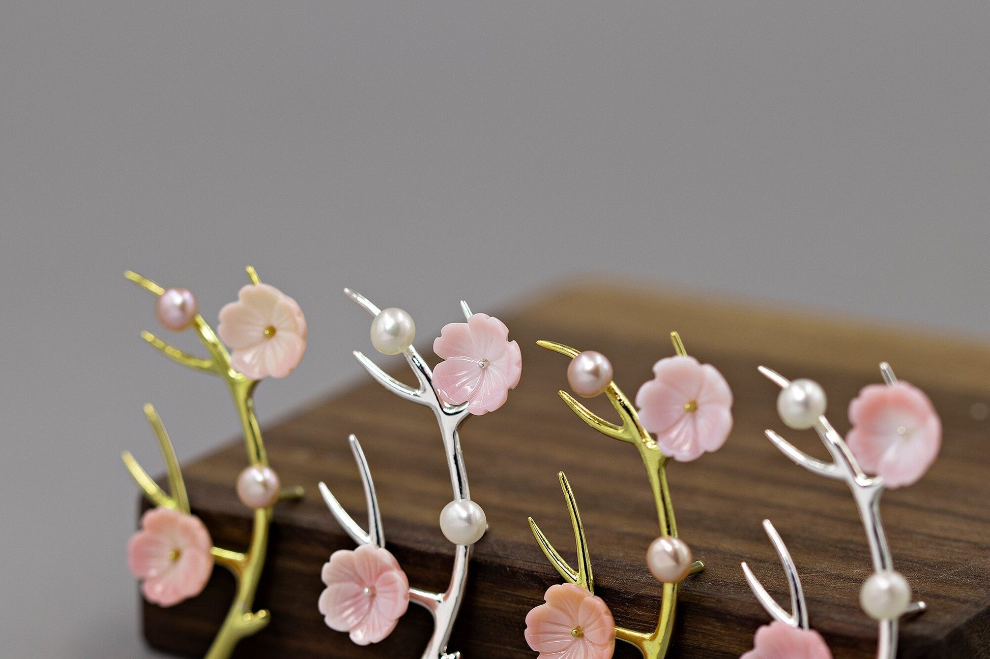 Cherry Blossom Flower Twig Brooch-Sterling Silver Queen Conch Pearl Brooch-Pink Flower-Floral Flower Jewelry-Gift for her cindysilverstudio