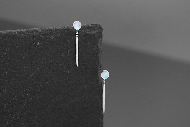 Colored Glaze Disc Earrings-Sterling Silver Spindle Drop Earrings-Gemstone Disc-Silver Gemstone Jewelry-Gift for her cindysilverstudio