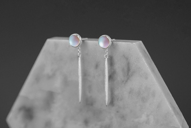 Colored Glaze Disc Earrings-Sterling Silver Spindle Drop Earrings-Gemstone Disc-Silver Gemstone Jewelry-Gift for her cindysilverstudio