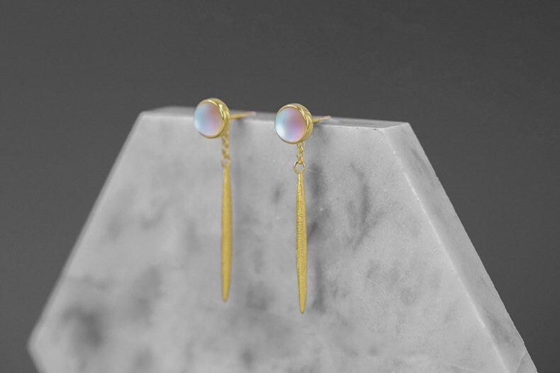 Colored Glaze Disc Earrings-Sterling Silver Spindle Drop Earrings-Gemstone Disc-Silver Gemstone Jewelry-Gift for her cindysilverstudio