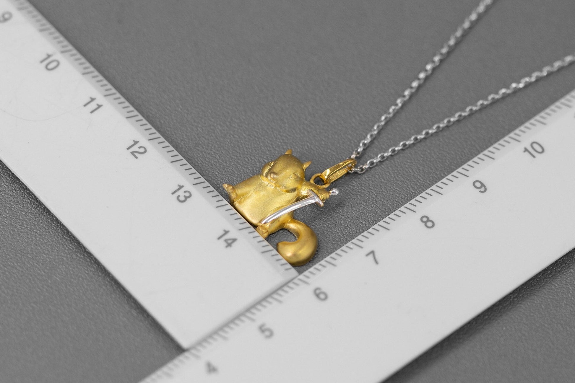 Cute Squirrel Charm Necklace-Sterling Silver Squirrel Hold Sword Pendant-Gold Sword-Cartoon Animal Jewelry-Gift for her cindysilverstudio