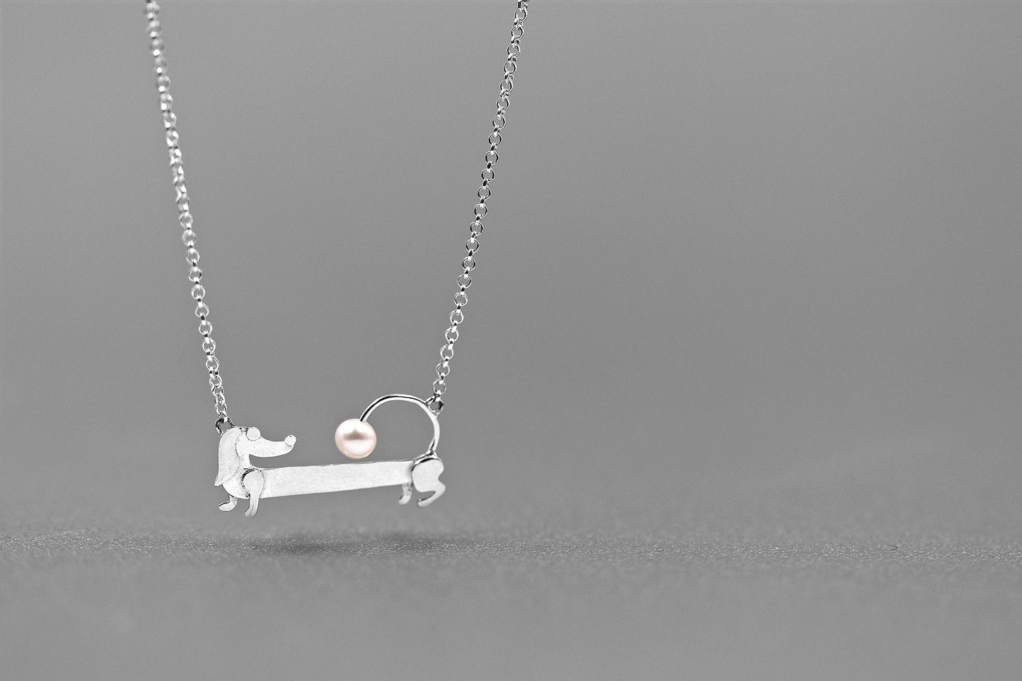 Dachshund Charm Necklace-Sterling Silver Puppy Dog Necklace-Cute Tail-Dachshund Lover Jewelry-Gift for woman cindysilverstudio