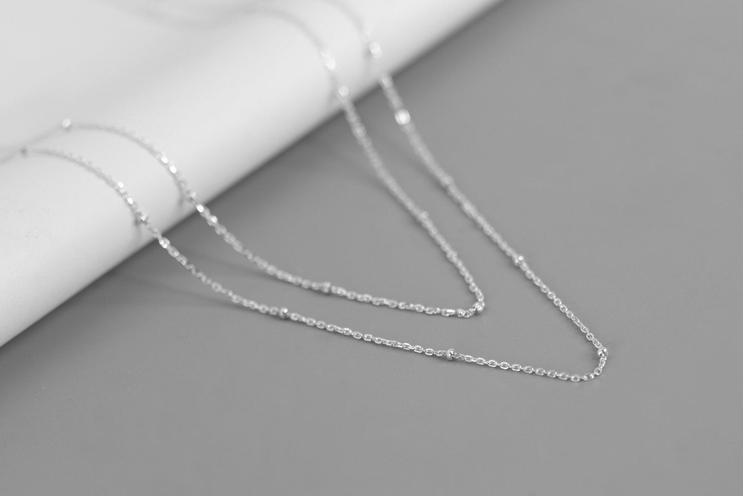 Dew Drop Layering Necklace-Sterling Silver Beaded Satellite Chain-Minimalist Choker-Bridesmaid gifts-Gift for women cindysilverstudio