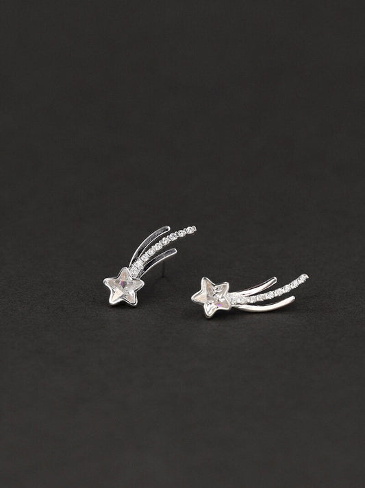 Falling Star Earrings-Sterling Silver Sparkling Star Stud Earrings-Zircon Star-Silver Zircon Jewelry-Gift for her cindysilverstudio