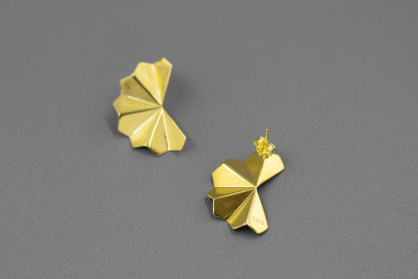 Folding Fan Charm Earring-Sterling Silver Fan Shape Stud Earring-Folding Paper-Romantic Lover Jewelry-Gift for woman cindysilverstudio