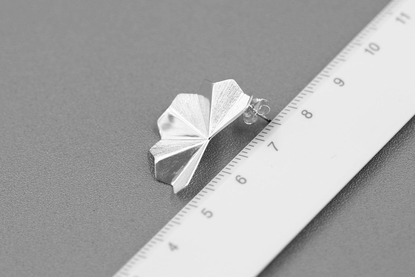 Folding Fan Charm Earring-Sterling Silver Fan Shape Stud Earring-Folding Paper-Romantic Lover Jewelry-Gift for woman cindysilverstudio