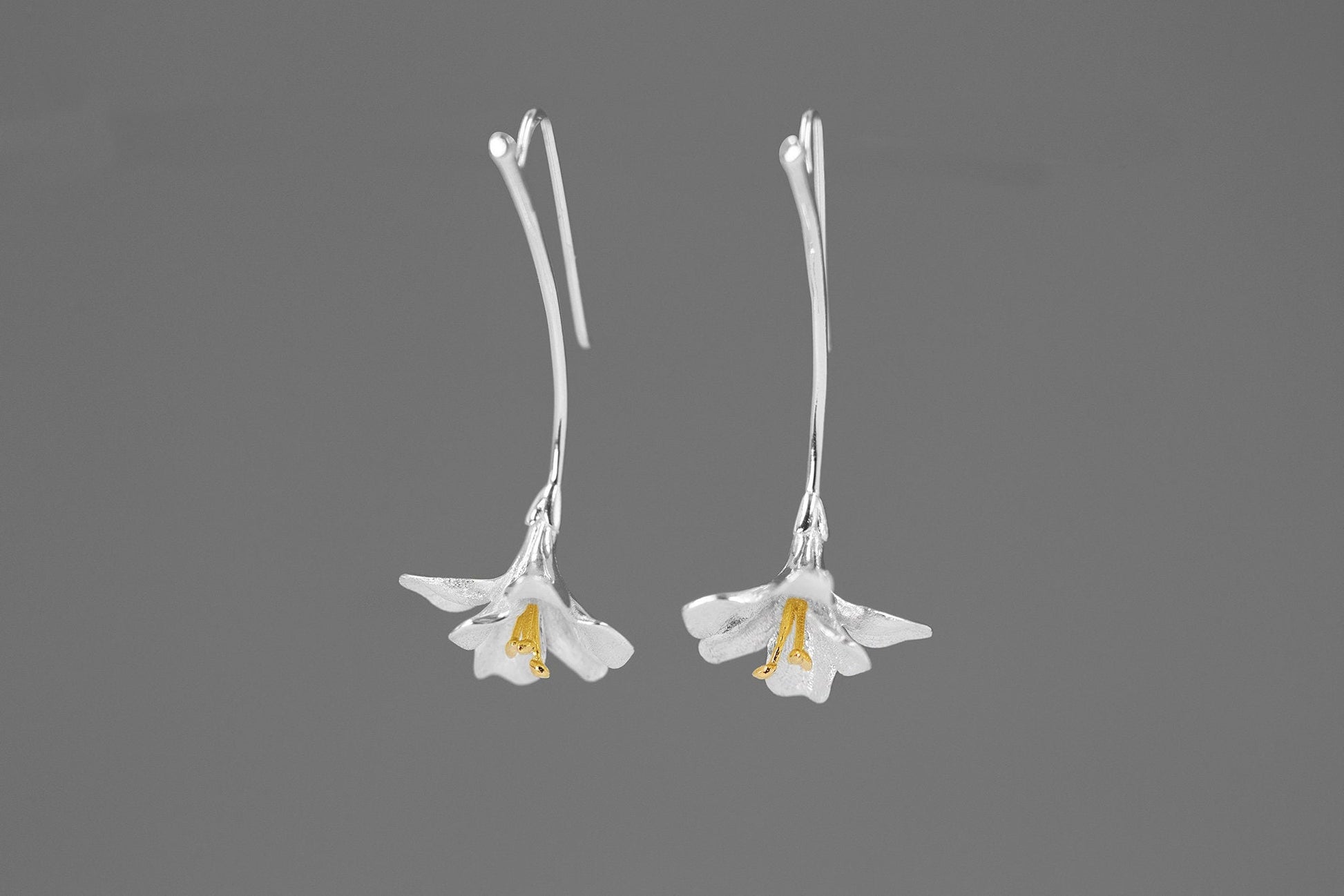 Freesia Flower Earring-Sterling Silver Freesia Flower Dangle Earring-Spring Flower-Dainty Floral Jewelry-Mother's Day Gift cindysilverstudio