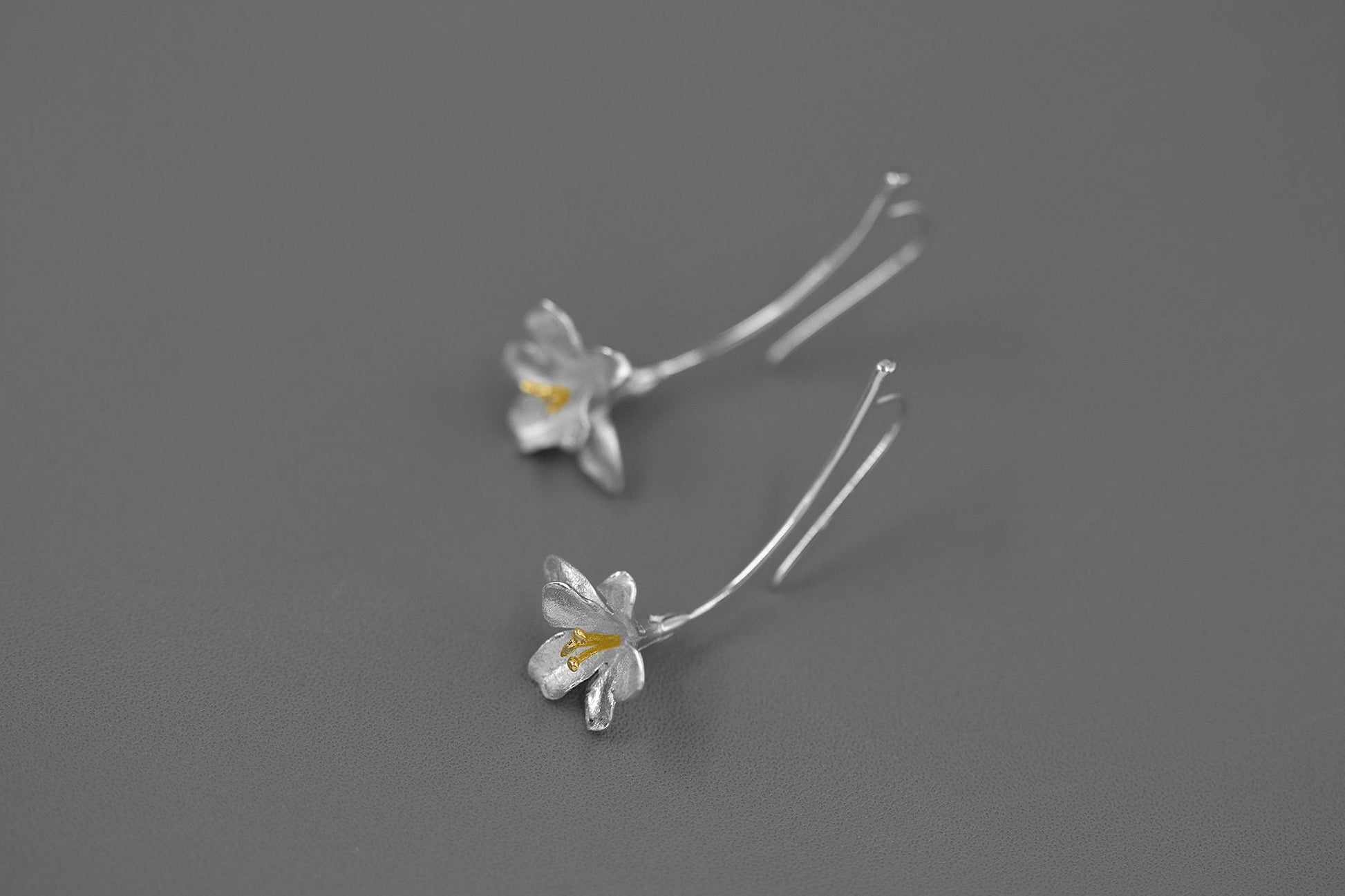 Freesia Flower Earring-Sterling Silver Freesia Flower Dangle Earring-Spring Flower-Dainty Floral Jewelry-Mother's Day Gift cindysilverstudio