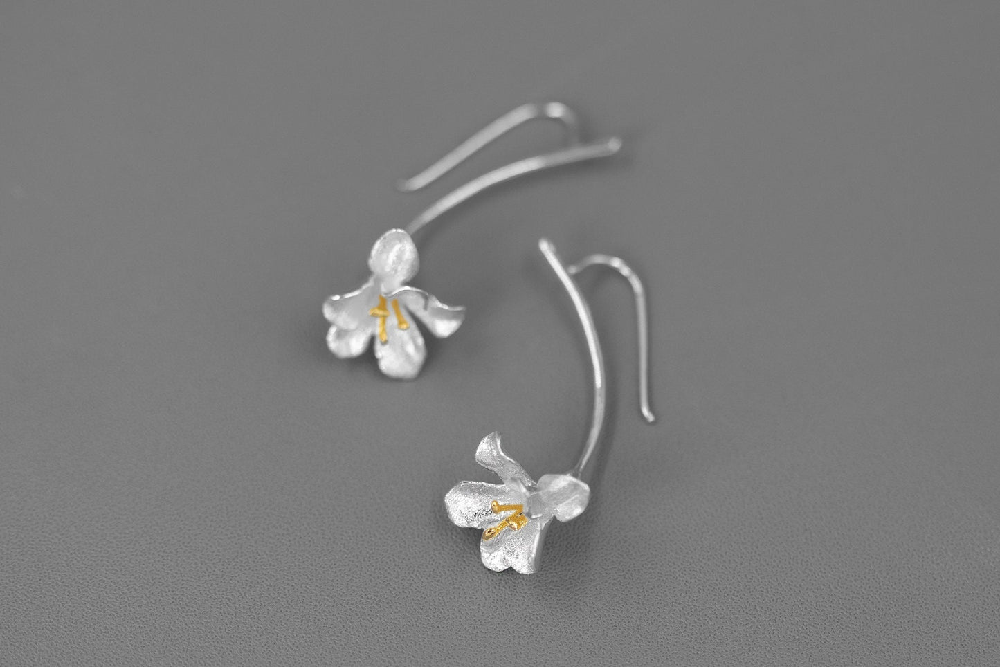 Freesia Flower Earring-Sterling Silver Freesia Flower Dangle Earring-Spring Flower-Dainty Floral Jewelry-Mother's Day Gift cindysilverstudio