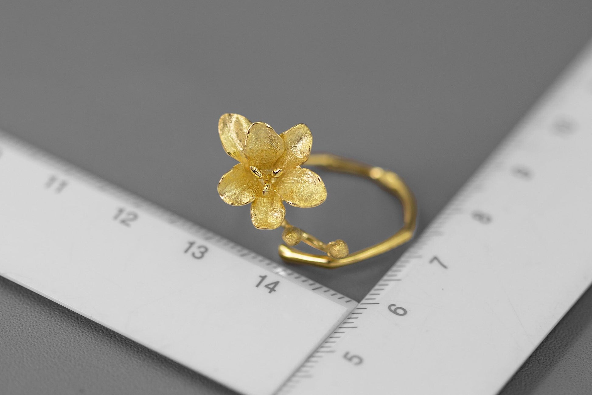 Freesia Flower Ring-Sterling Silver Freesia Flower Open Ring-Spring Flower-Dainty Floral Jewelry-Mother's Day Gift cindysilverstudio