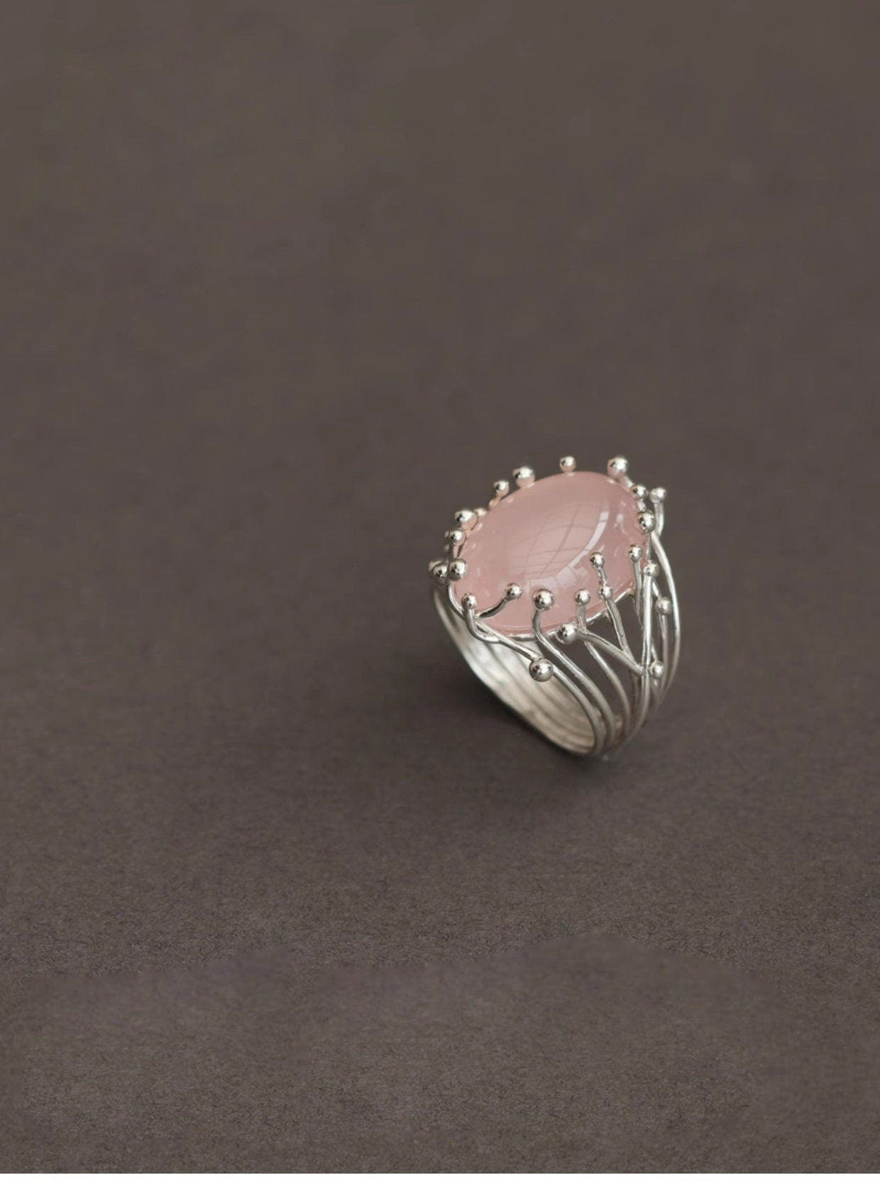 Gemstone Ring-Sterling Silver Gemstone Stamens Ring-Oval Gemstone-Silver Gemstone Jewelry-Gift for her cindysilverstudio