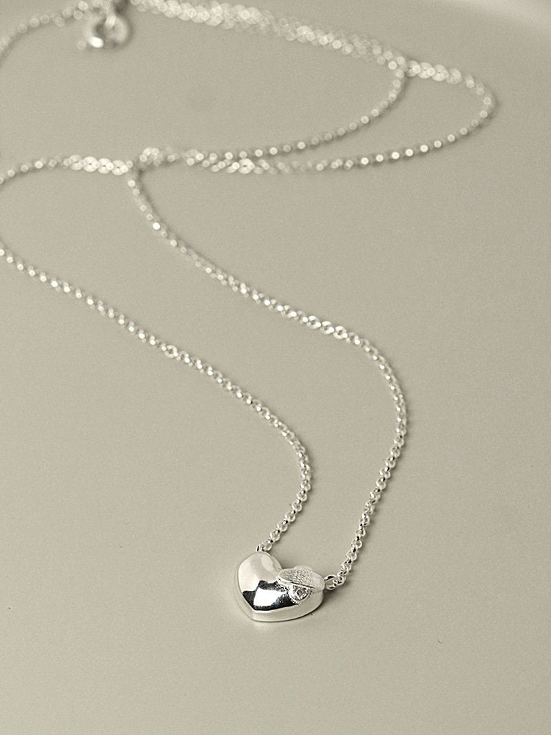 Heart Shape Necklace-Sterling Silver Heart with Band-aid Necklace-Mended Heart-Silver Heart Jewelry-Gift for her cindysilverstudio