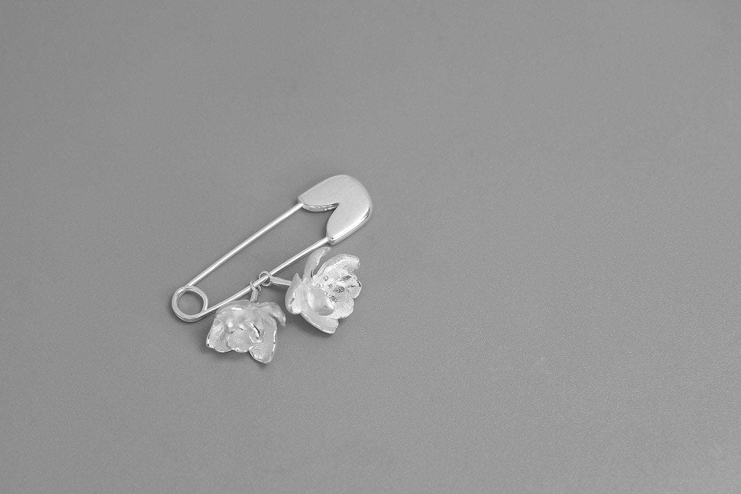 Jasmine Flower Charm Brooch-Sterling Silver Safety Pin Blossom Flower Pin-Floral Jewelry-Jasmine Jewelry-Gift for her cindysilverstudio