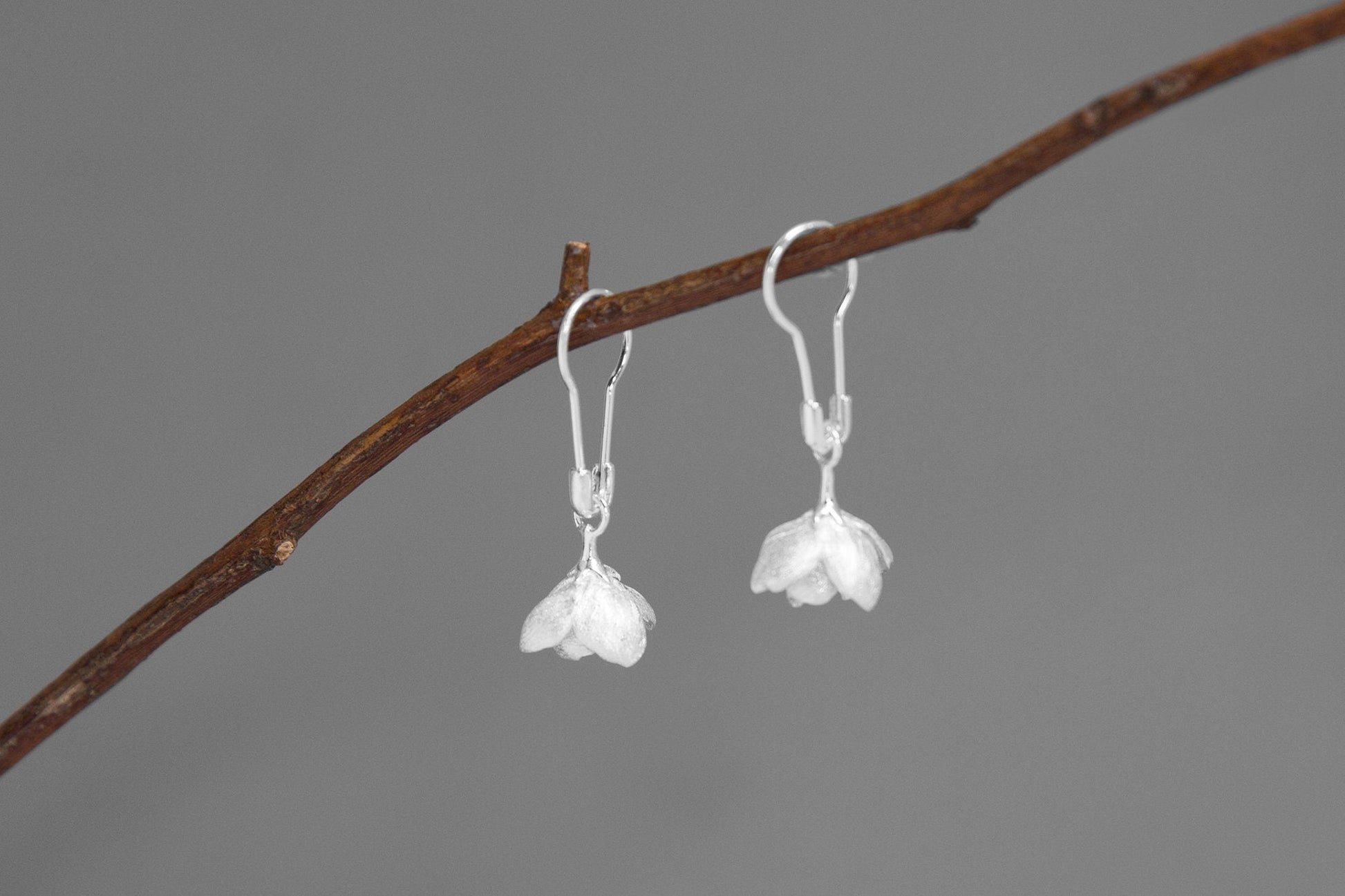 Jasmine Flower Charm Earring-Sterling Silver Safety Pin Blossom Flower Dangle Earring-Floral Jewelry-Jasmine Jewelry-Gift for her cindysilverstudio