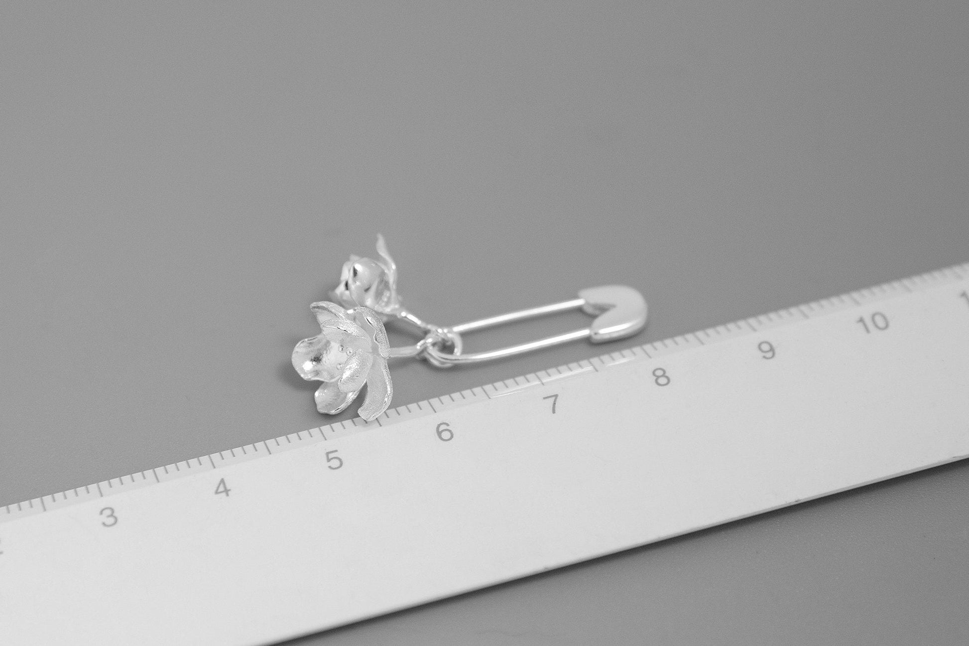 Jasmine Flower Charm Necklace-Sterling Silver Safety Pin Blossom Flower Pendant-Floral Jewelry-Jasmine Jewelry-Gift for her cindysilverstudio