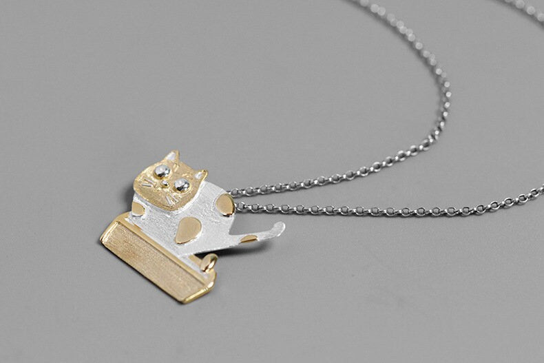 Kitty Cat Poop Necklace-Sterling Silver Funny Cat Pendant-Animal Poo-Cat lover gift-Cat Jewelry-Gift for her cindysilverstudio