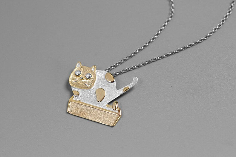 Kitty Cat Poop Necklace-Sterling Silver Funny Cat Pendant-Animal Poo-Cat lover gift-Cat Jewelry-Gift for her cindysilverstudio