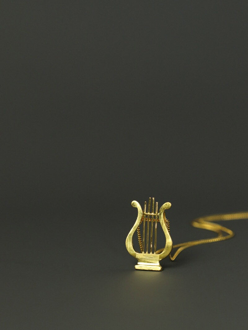 Lyre Harp Necklace Pendant-Sterling Silver Lyre Pendant-Retro Design-Silver Lyre Jewelry-Gift for her cindysilverstudio