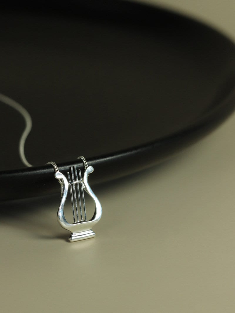 Lyre Harp Necklace Pendant-Sterling Silver Lyre Pendant-Retro Design-Silver Lyre Jewelry-Gift for her cindysilverstudio