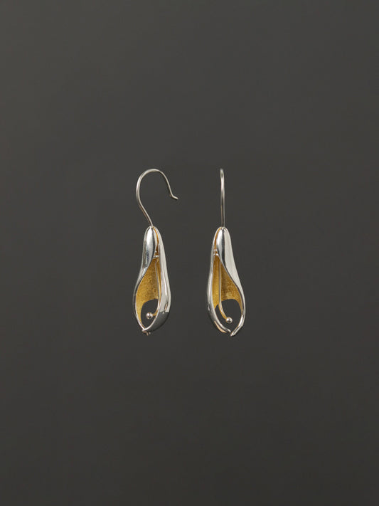Sterling Silver Orchid Earrings Long Hook Dangle Earrings Gift for her