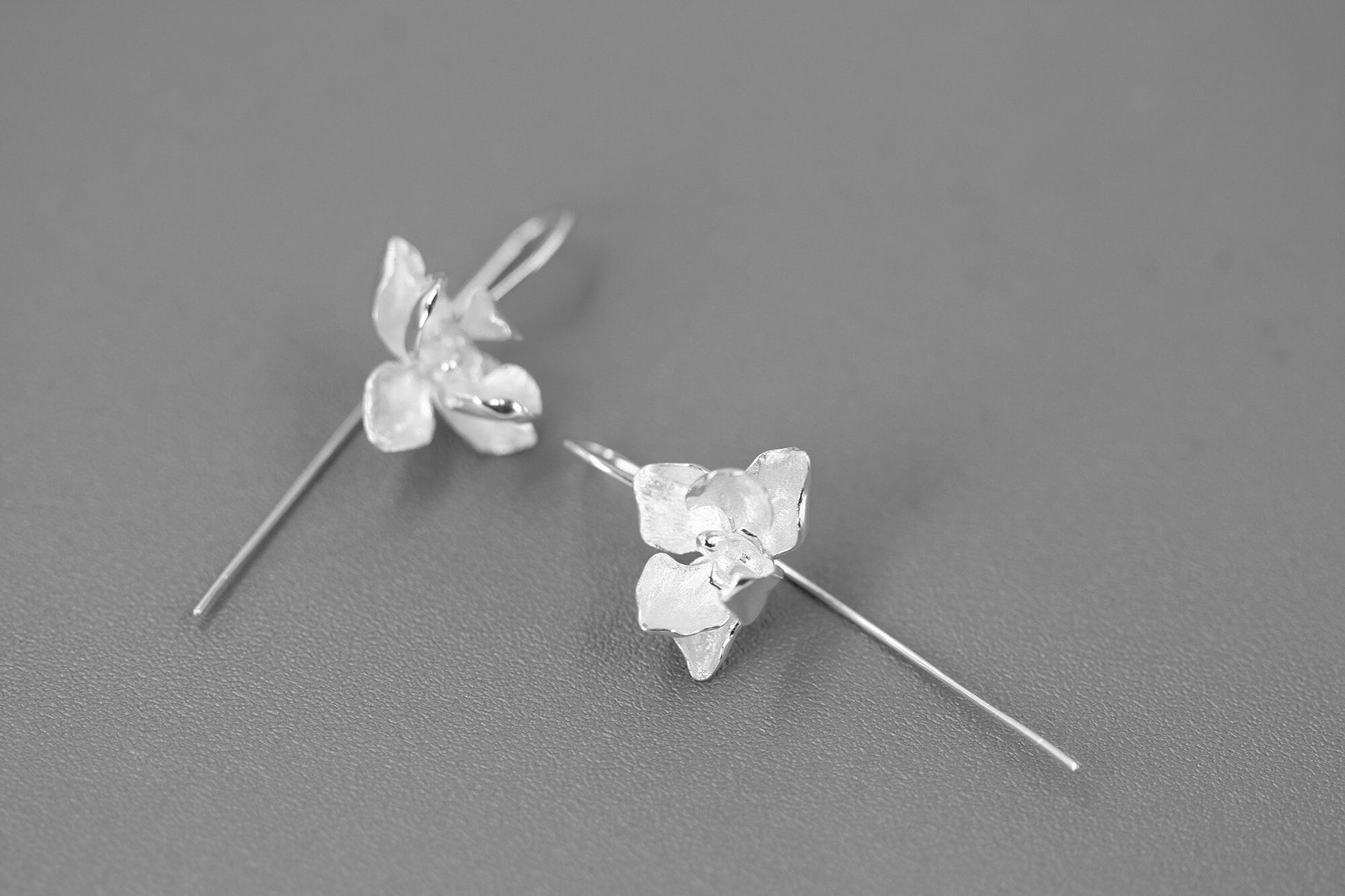 Orchid Flower Earrings-Sterling Silver Orchid Flower Dangle Earring-Phalaenopsis Orchid-Dainty Flower Jewelry-Gift for her cindysilverstudio