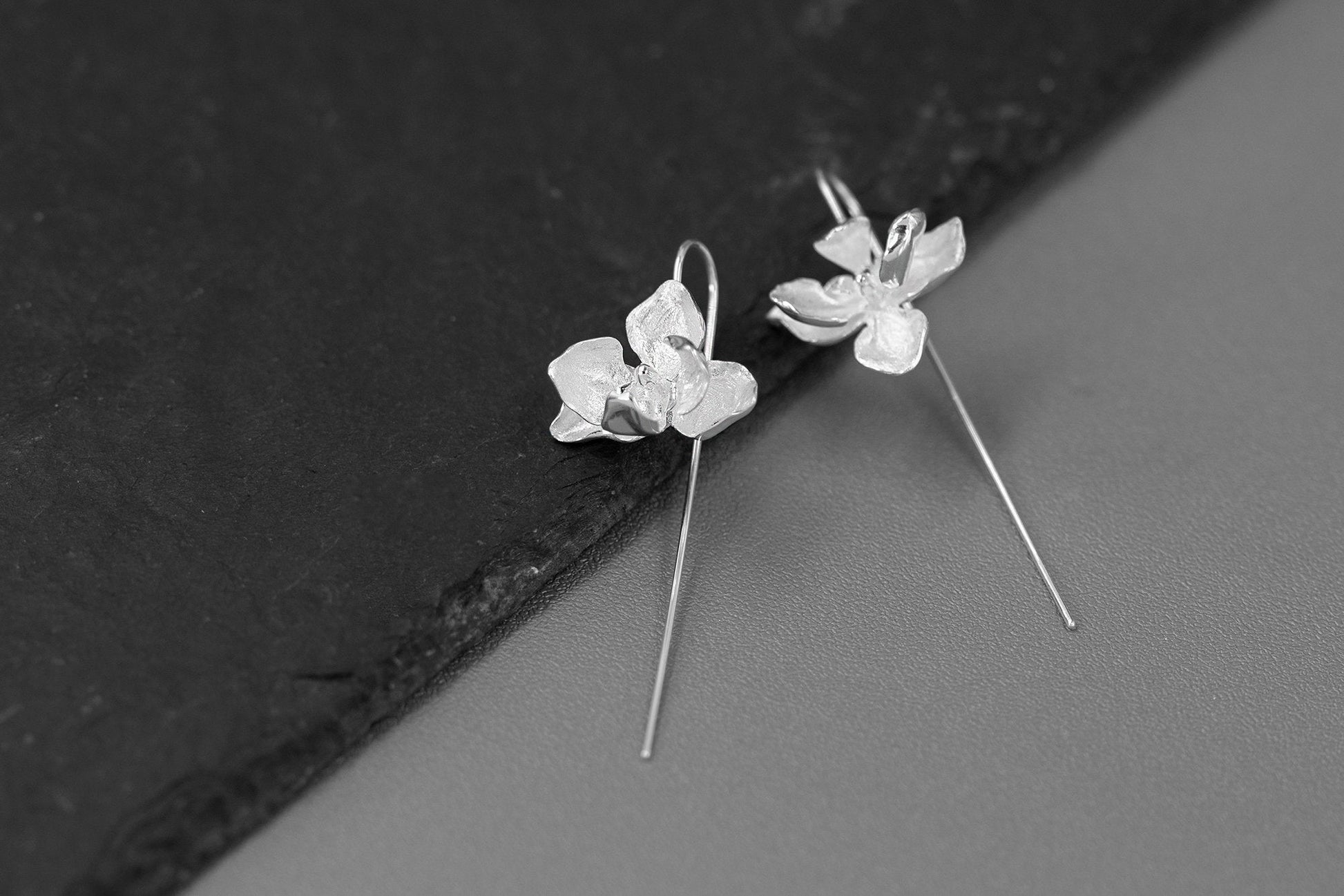 Orchid Flower Earrings-Sterling Silver Orchid Flower Dangle Earring-Phalaenopsis Orchid-Dainty Flower Jewelry-Gift for her cindysilverstudio