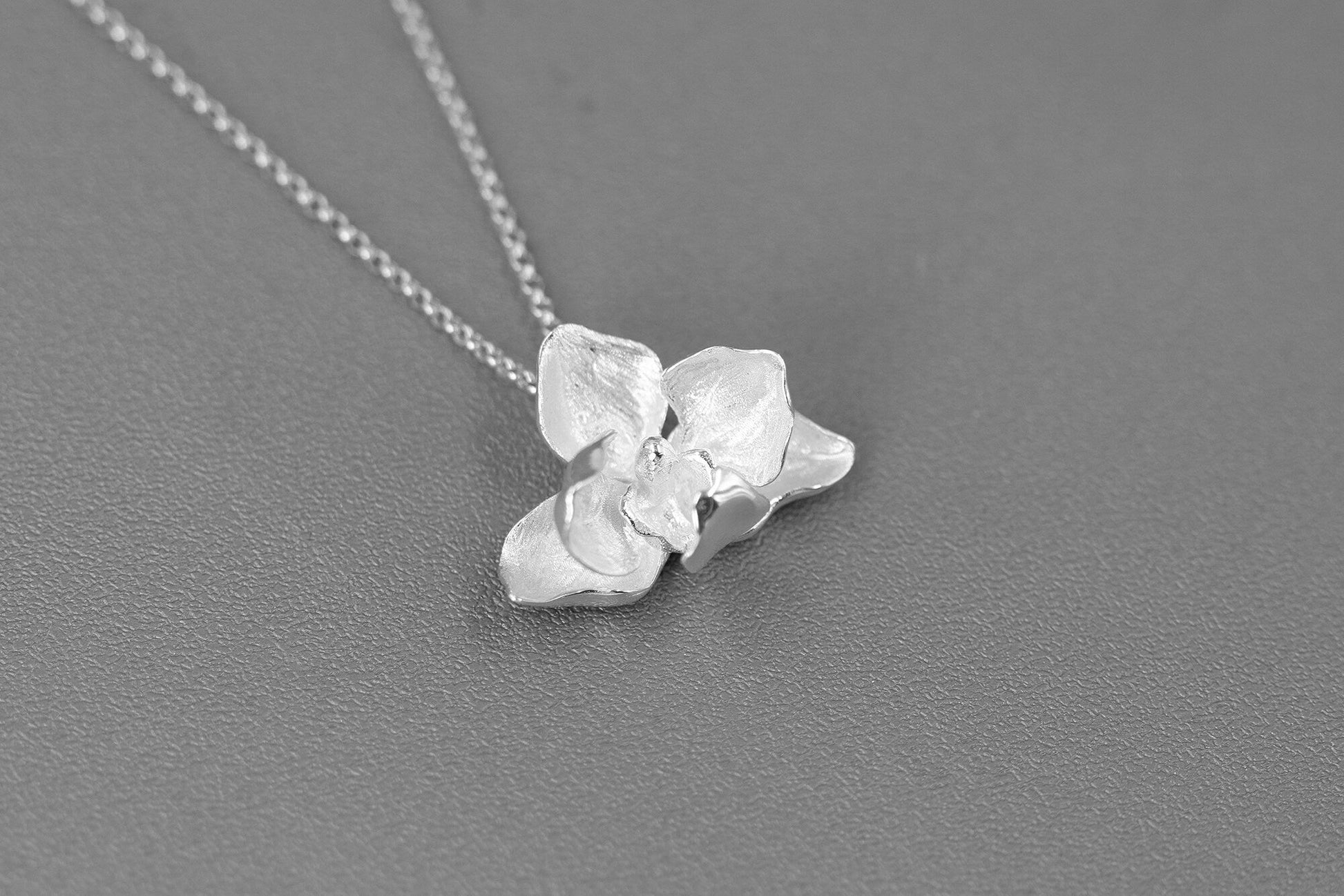 Orchid Flower Necklace-Sterling Silver Orchid Flower Pendant-Phalaenopsis Orchid-Dainty Flower Jewelry-Gift for her cindysilverstudio